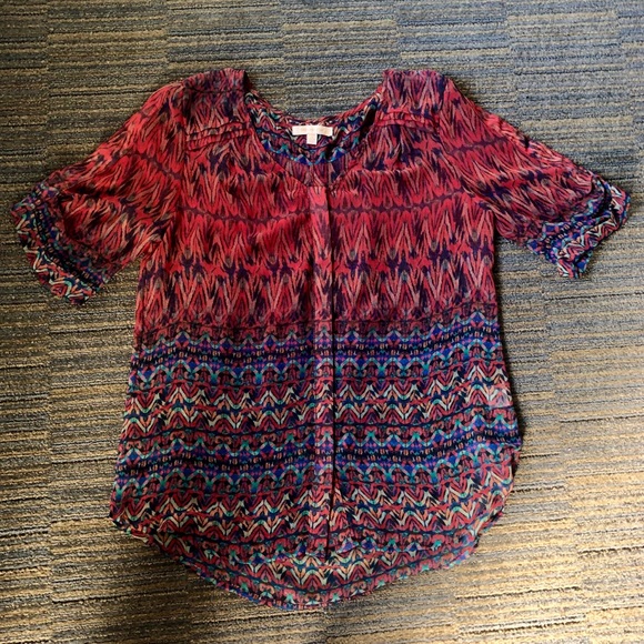 Skies Are Blue Sheer Abstract Blouse Size XSP - Picture 3 of 7